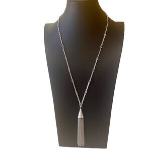 Gorgeous Hammered & Textured Silver Toned Fringe Necklace.